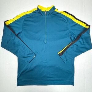 Pearl Izumi Cycling Pullover Top‎ Teal Yellow Black Long Sleeve Mens Large